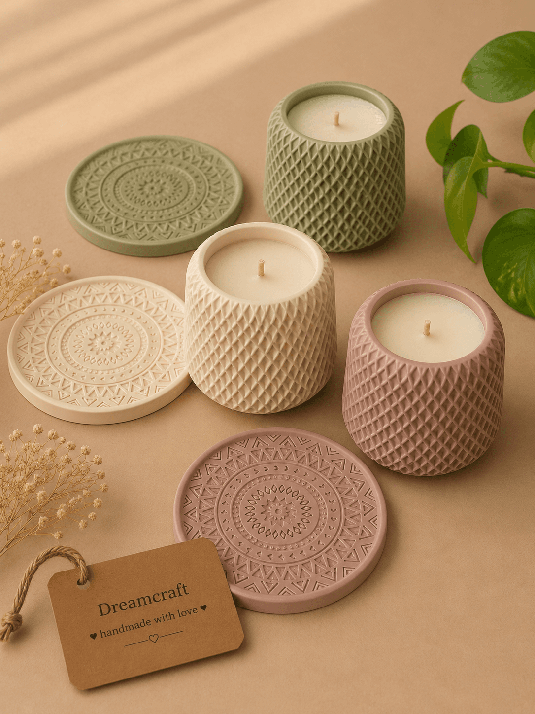 Textured Jar with coaster